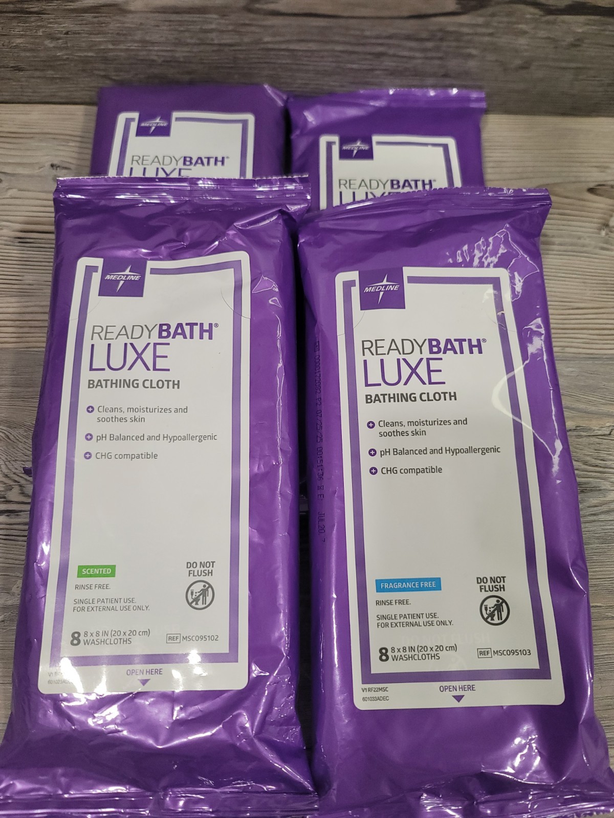 medline ready bath luxe bathing cloth lot of 2 fragrance free 2 scented 05/26
