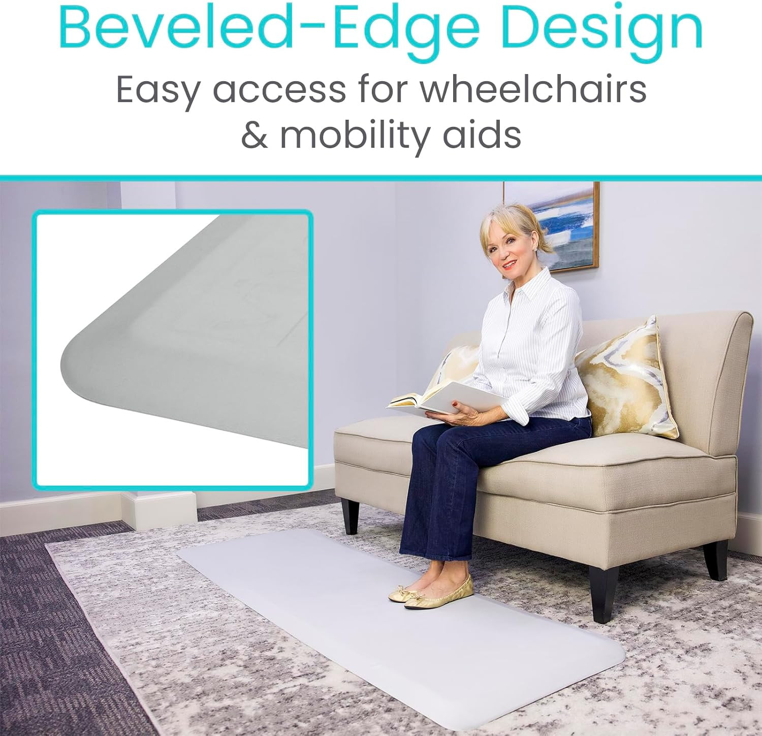 72″ X 24″ Bedside Fall Safety Mat for Seniors – Injury Prevention Pad