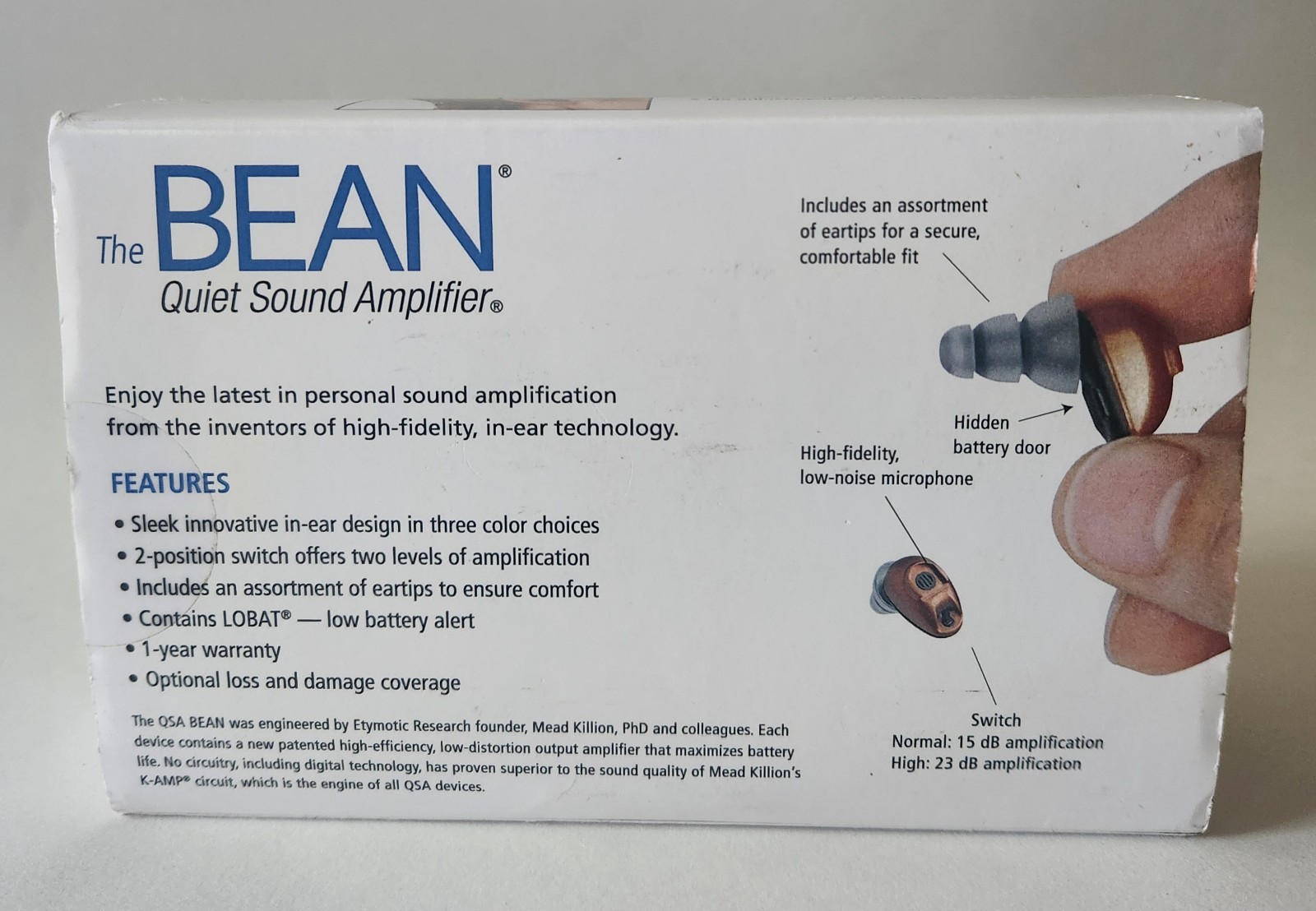 The Bean Quiet Sound Amplifier Pair (2) Complete Set Duracell 100 #10 Batteries
