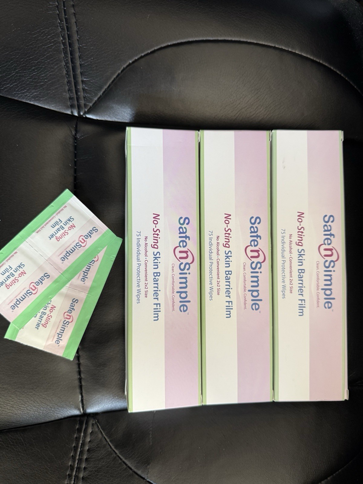 3 Safe N Simple Non sting Skin Barrier Film 75 wipes EXPIRED 3-2025 to 11-2025