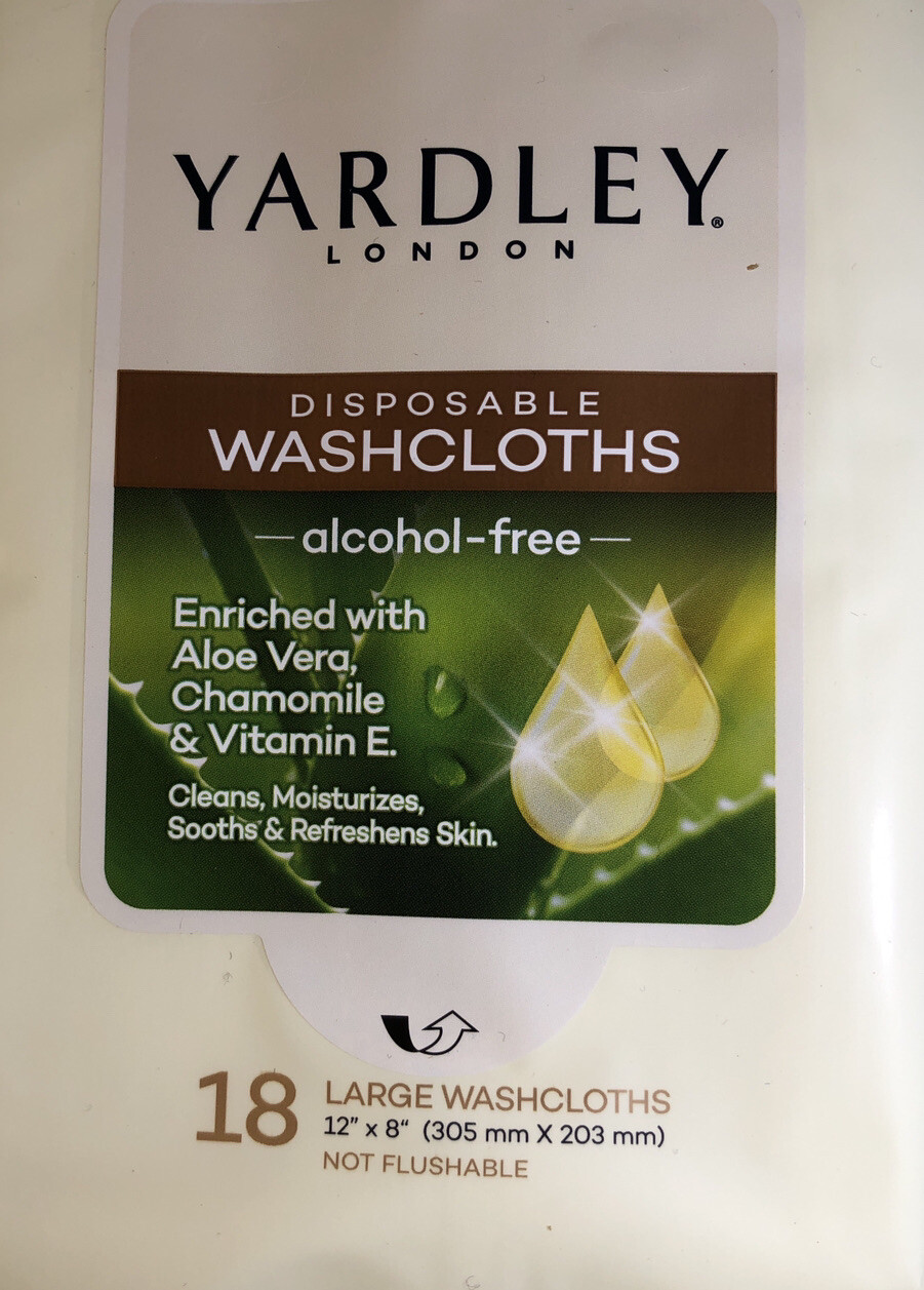 Adult Disposable Washcloths By Yardley London Pk Of 18 Large 12” x 8”-NEW-SHIP24