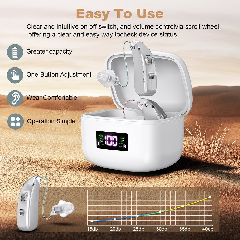 Rechargeable Digital LCD Sound Hearing Aids Voice Enhancer Amplifier for Seniors