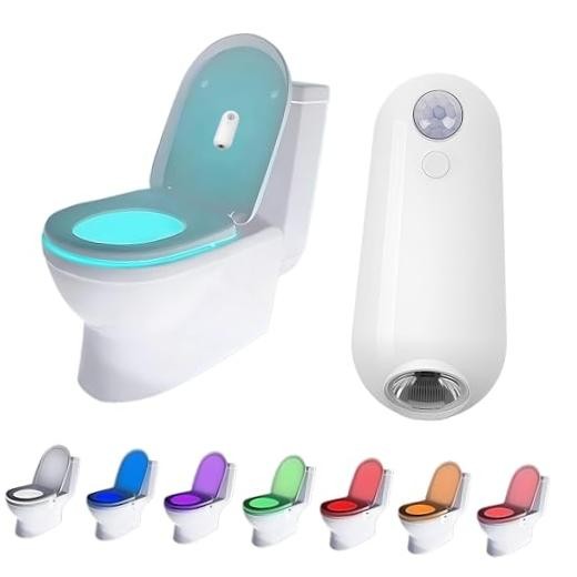 Motion Sensor Toilet Night Light, 8 Color Changing Waterproof | USB-C