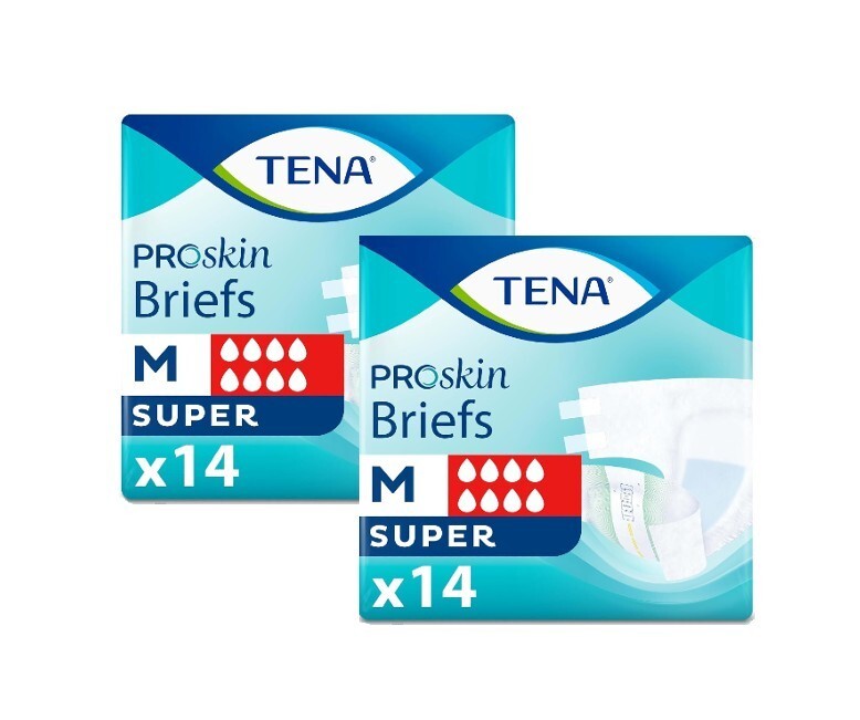 Tena Proskin Unisex Briefs Super Medium 34”-47” (2) 14pk total Count 28