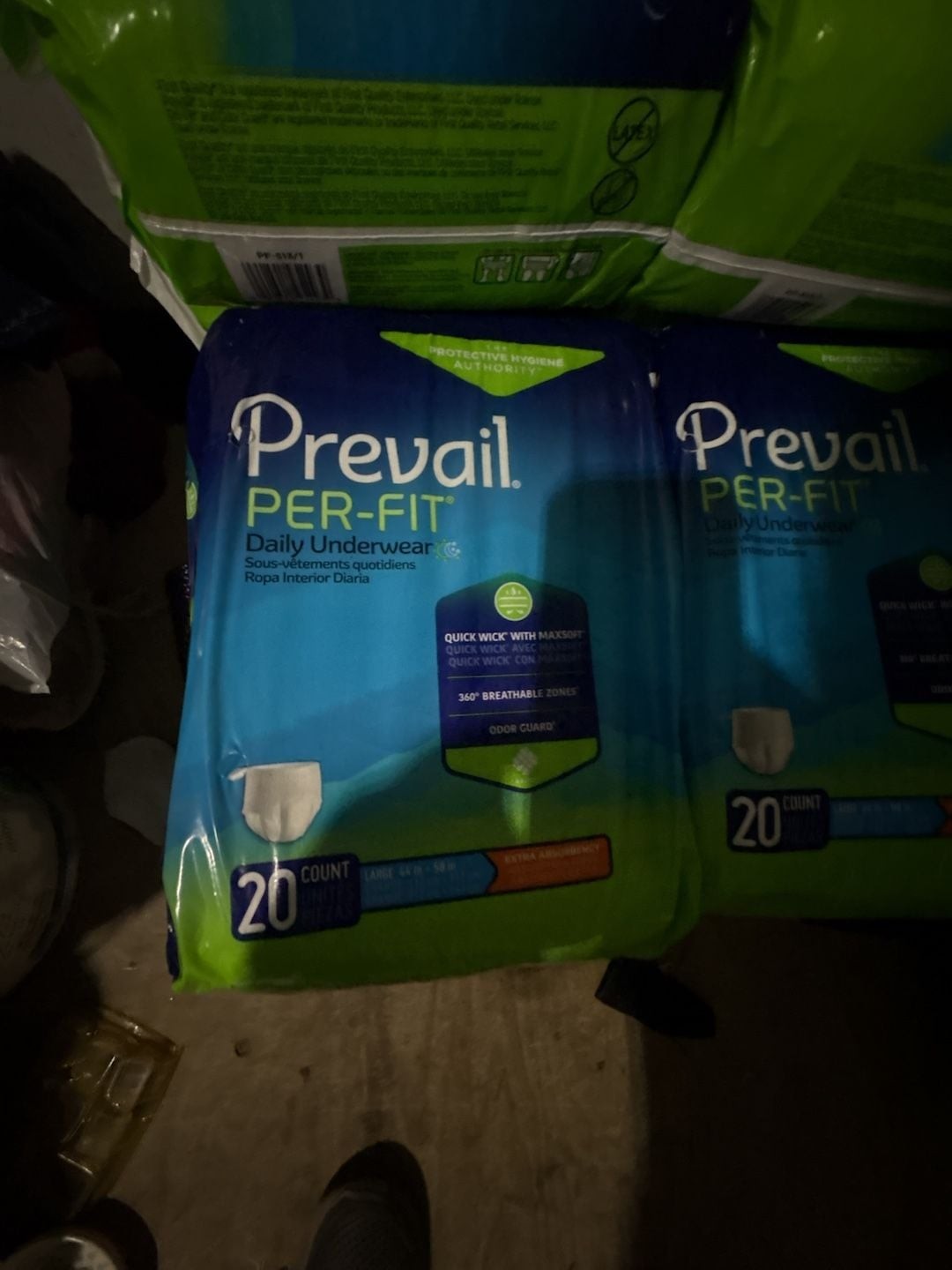 20 packs Prevail Per-Fit Daily Underwear Large 20 Count Pack