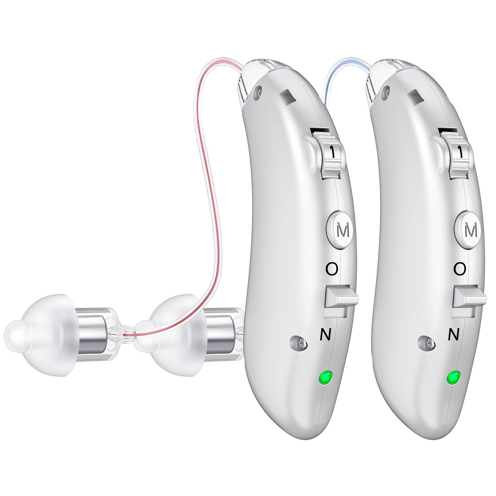 A Pair BTE Digital Rechargeable Hearing Aid Invisible Adjustable Sound Amplifier