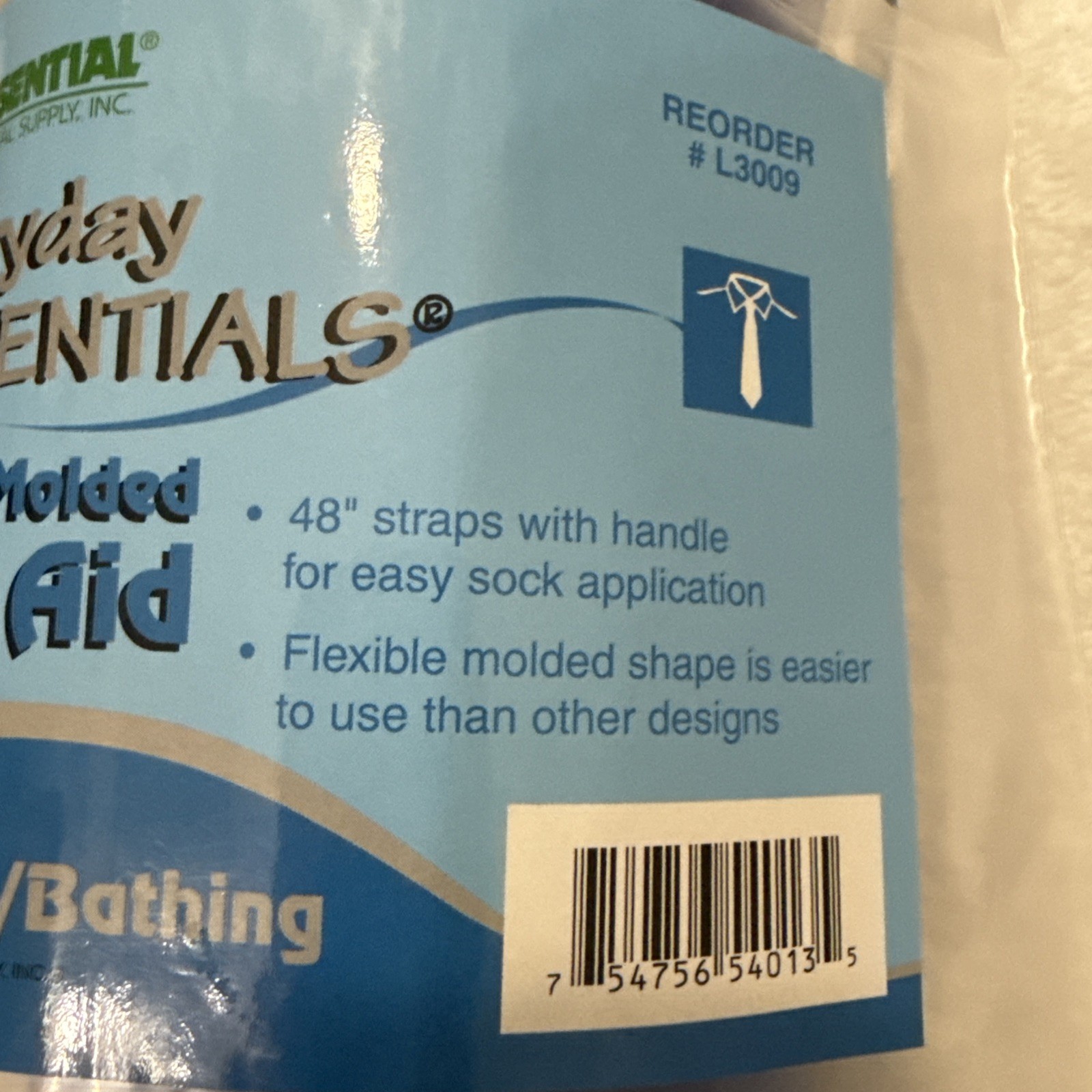 Deluxe Molded Sock Aid Essential Medical Supply Hard 1ct 48” Straps With Handle