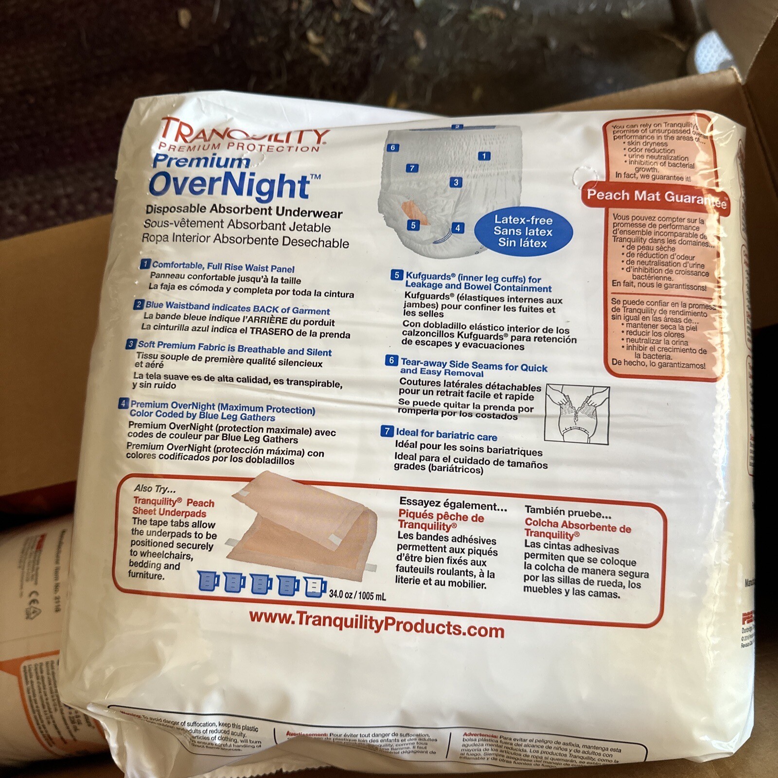 Tranquility Premium Overnight Pull On Adult Diaper Underwear XXL 4 Pack, 48 Pcs.