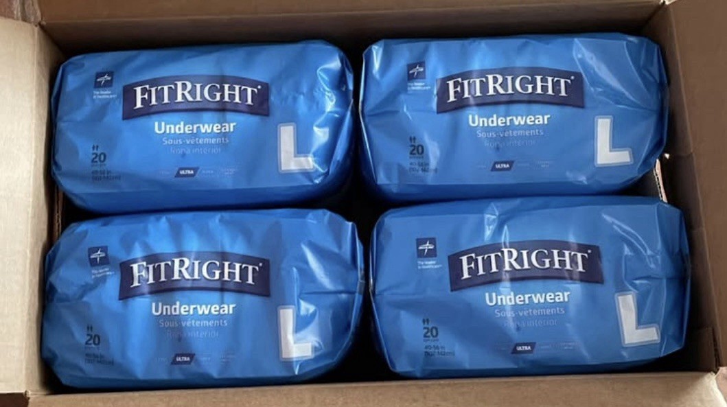4 Packages of 20- 80 Total FitRight Large Adult Disposable Underwear Diaper NEW