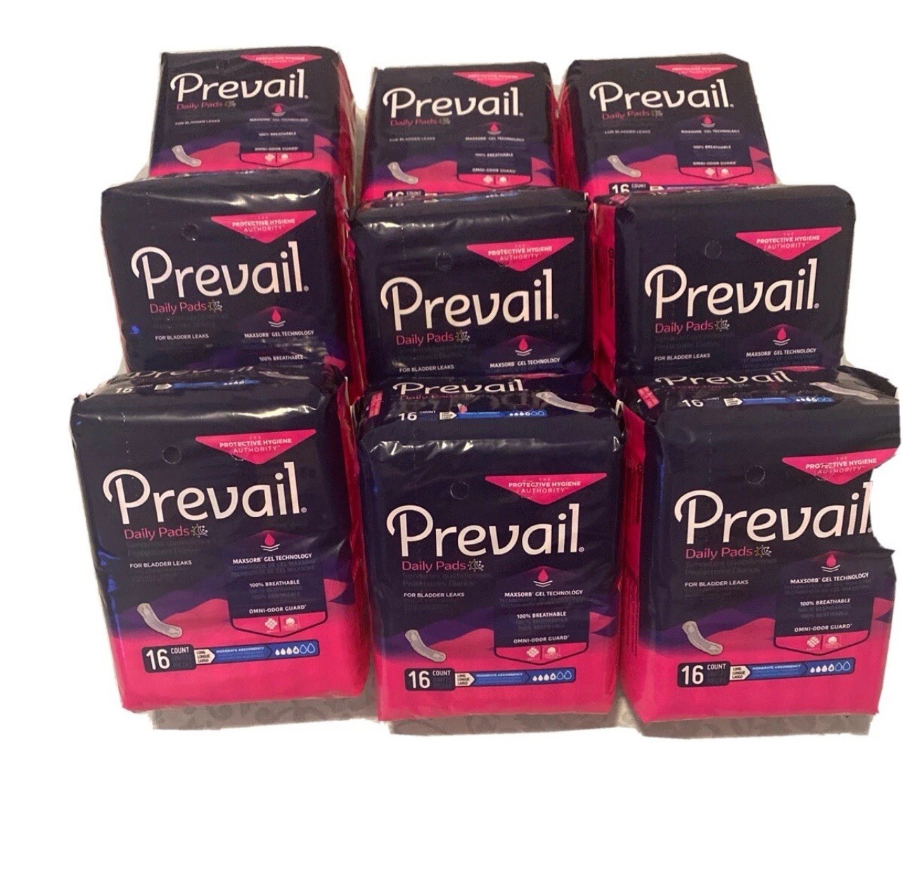 Prevail Bladder Control Pad, 11 Inch, Moderate Absorbency, Case of 144