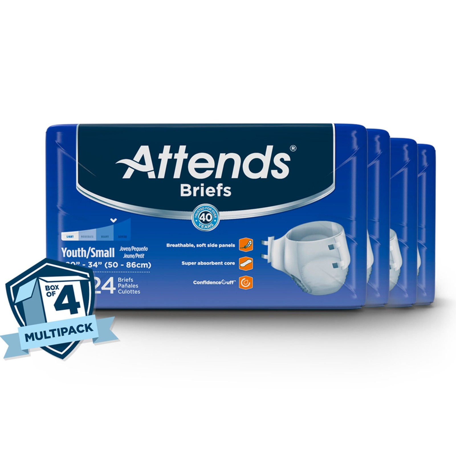 Attends Youth Incontinence Brief S Heavy Absorbency DD10 96 Ct