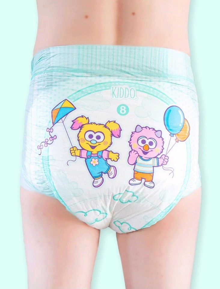 2 PLASTIC BACKED Kiddo Premium Night Size Large Diapers ABDL Pampers Adorrible