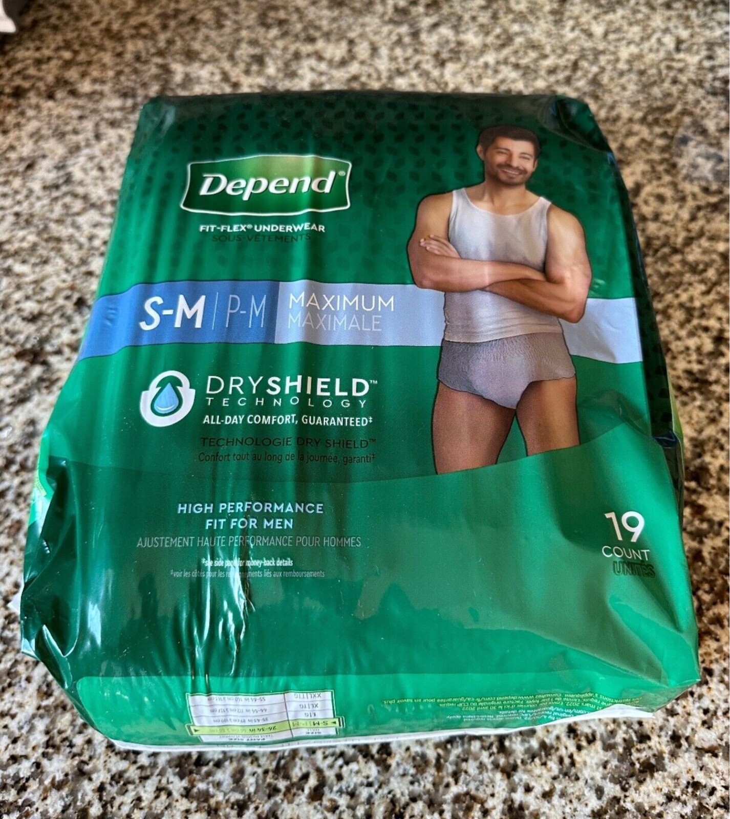 Brand New Depend Men’s Fit Flex Disposable Underwear, Size S/M (19 ct.)
