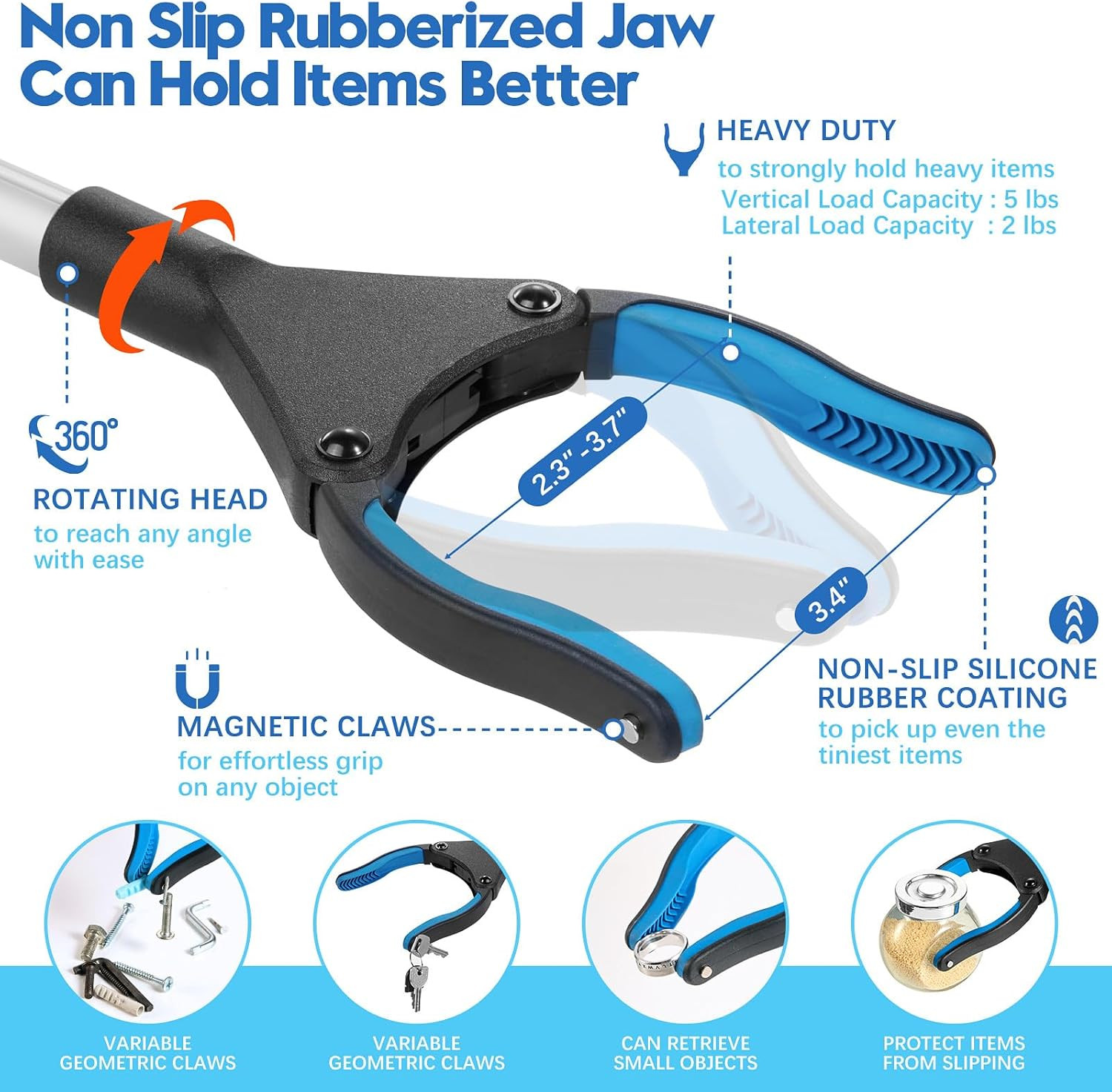 43 Inch Grabber Reacher Tool, Grabbers for Seniors Heavy Duty, Trash Picker