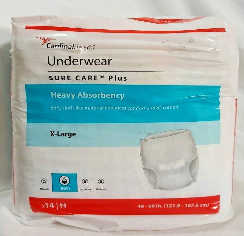 Cardinal Health Underwear Sure Care Plus Size X-Large 48″ – 66″ Unisex 14 count