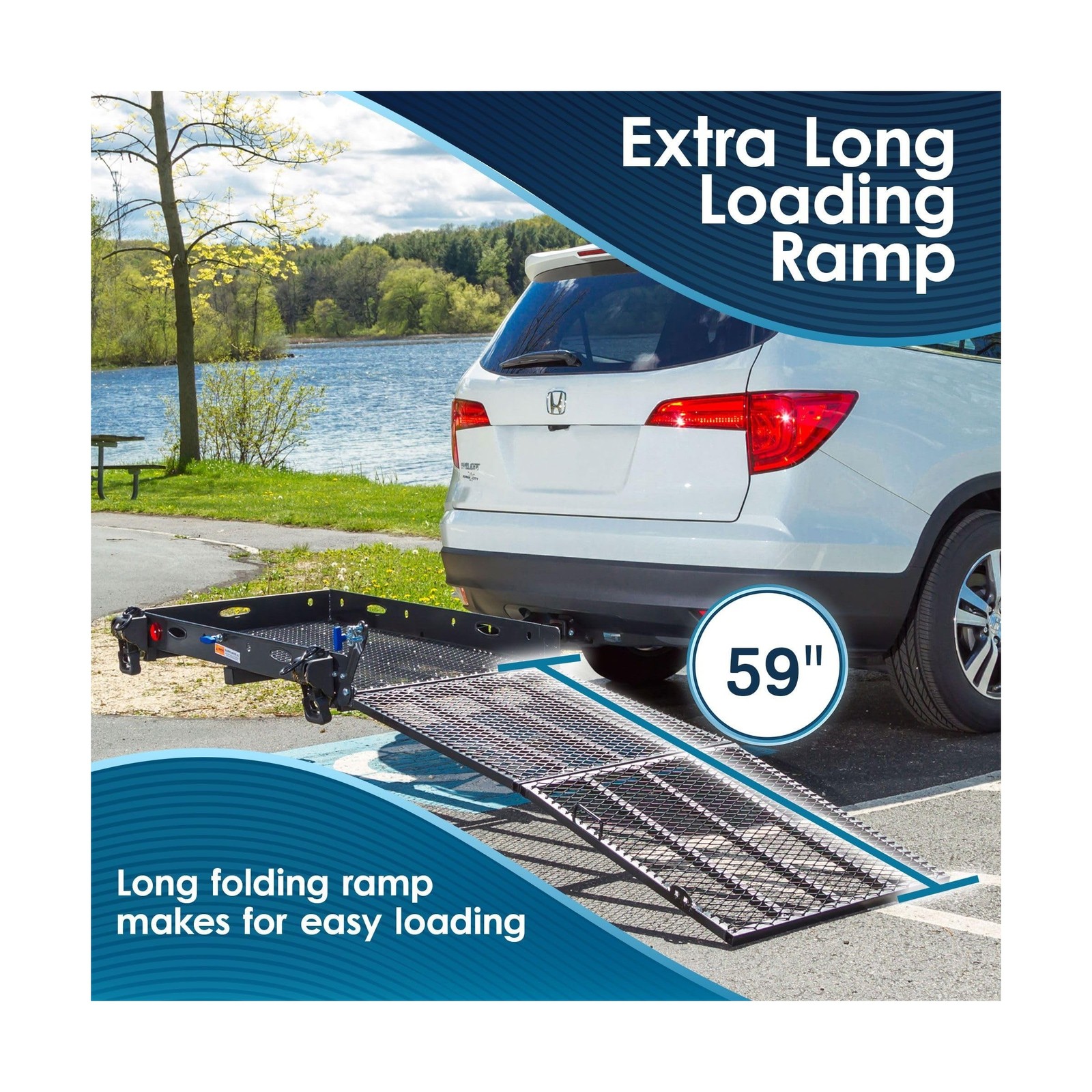 Silver Spring Folding Steel Wheelchair Carrier with Ramp & Hitch Mount, 48″ x…