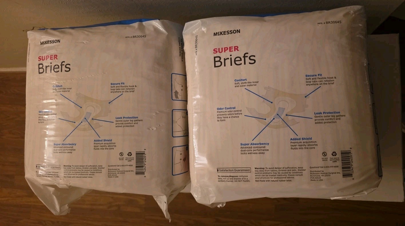 2 Pack McKesson Super Moderate Absorb Adult Disposable Brief Diapers XL 15 Ct