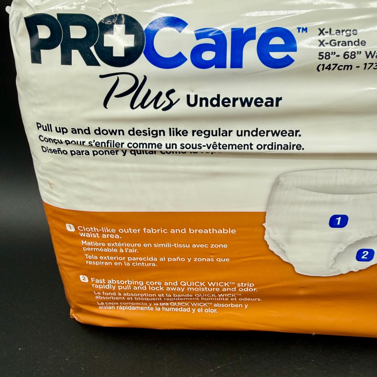 25ct ProCare Plus Protective Underwear XL 58″-68″ Adult Pull-Ups Max Absorbency