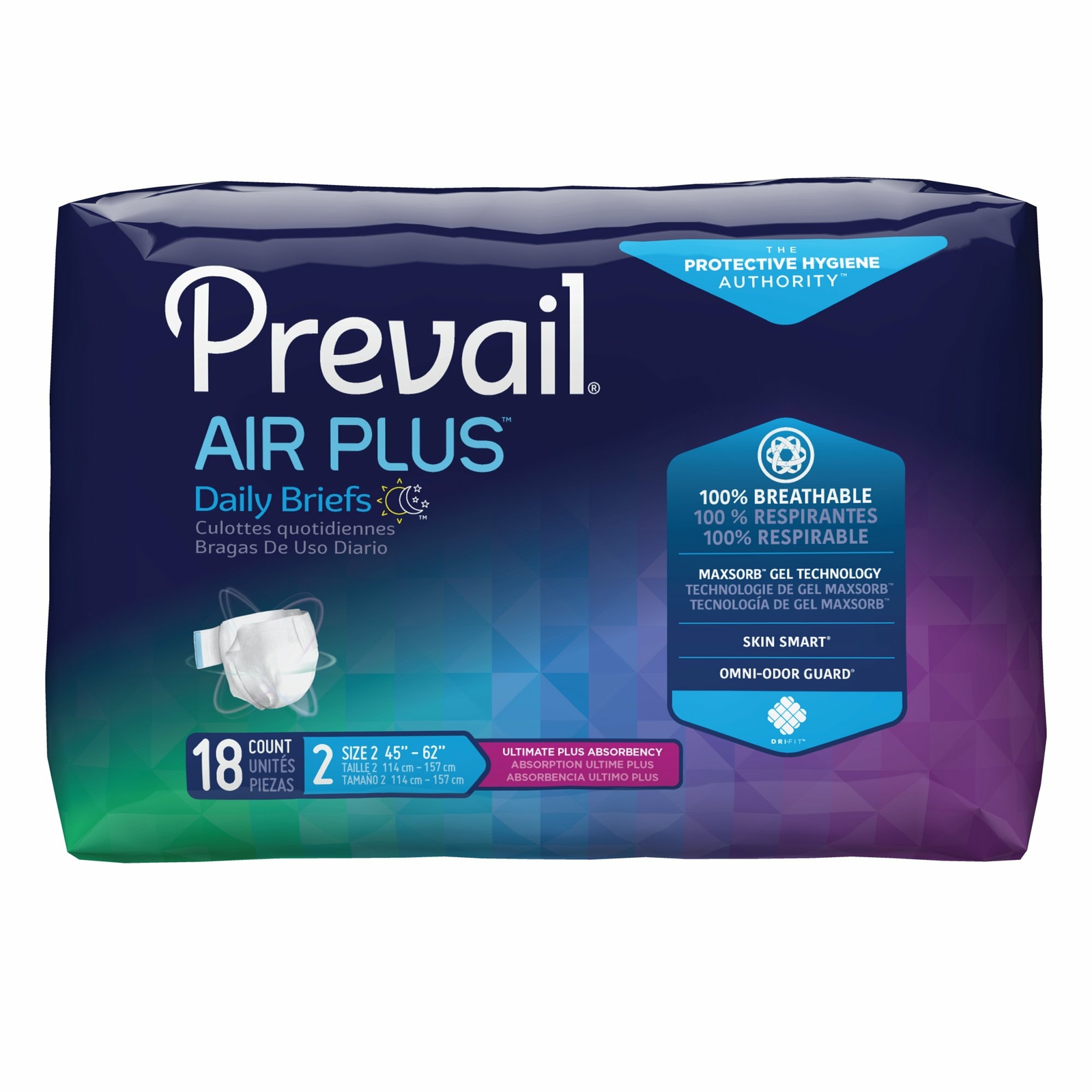 Prevail Air Plus Incontinence Brief 2 Breathable PVBNG-013CA 72 Ct