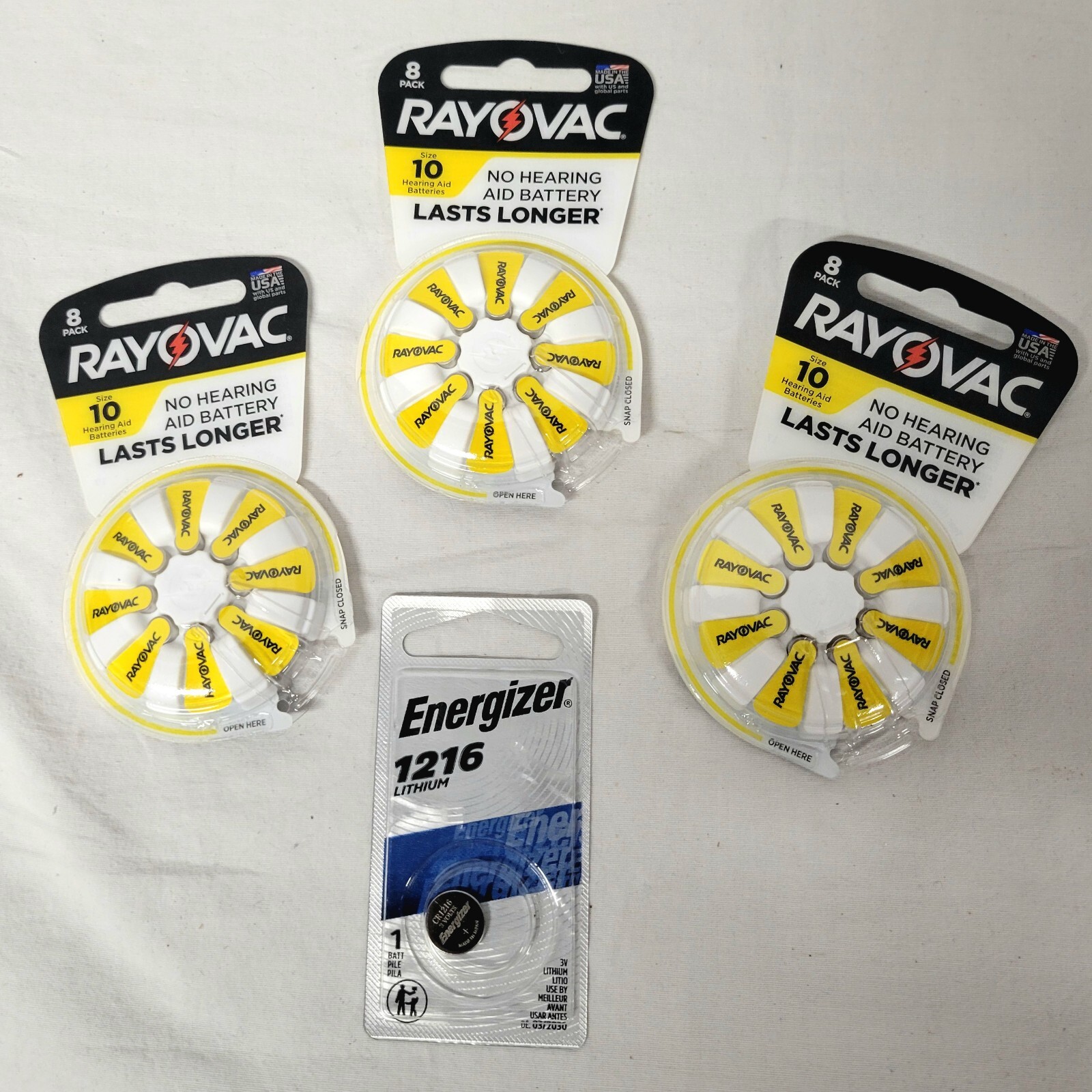 Rayovac 3-8pk Size 10 Yellow Hearing Aid Batteries Zinc-Air EXP 2/25