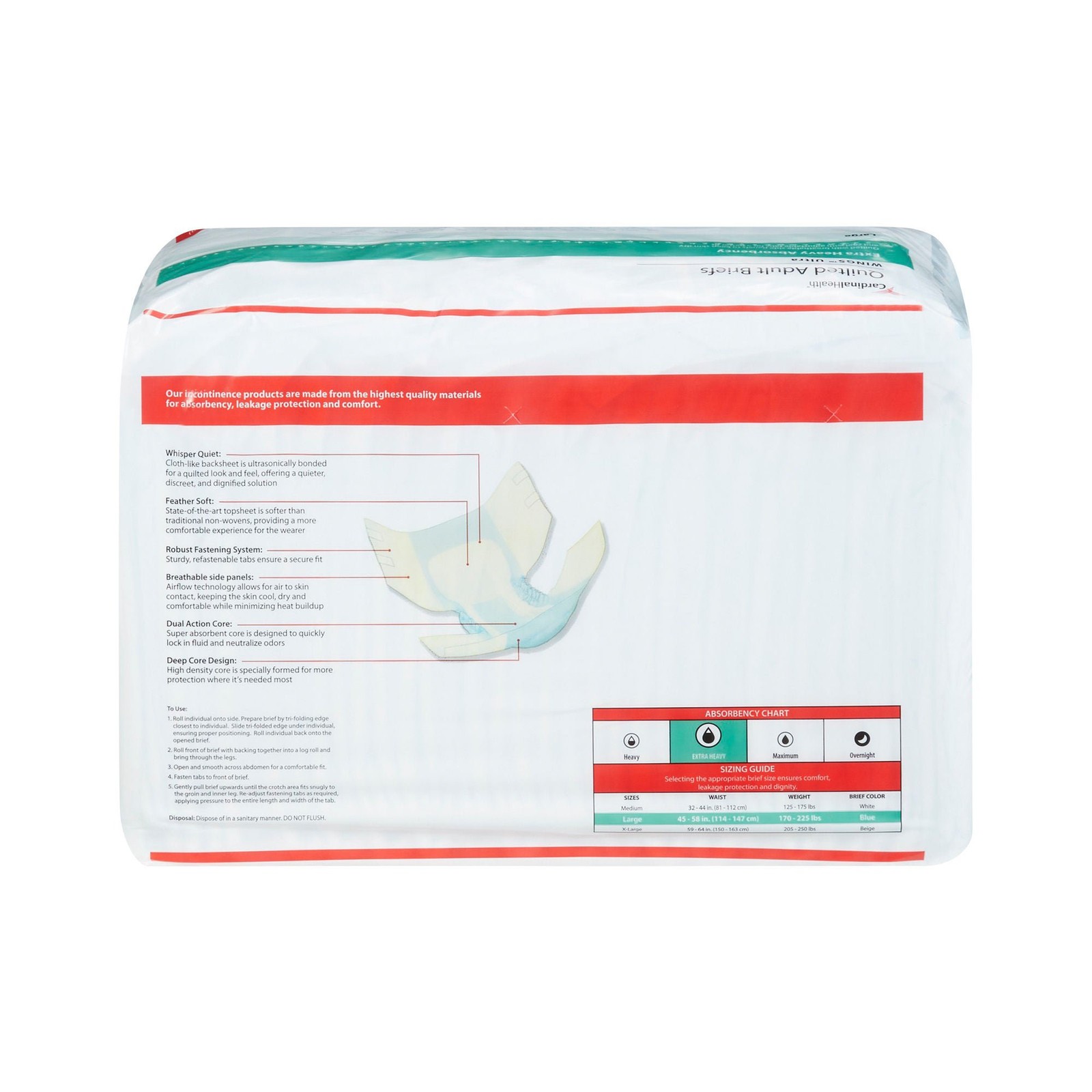 Wings Ultra Incontinence Brief L Quilted 77074 Extra Heavy 72 Ct