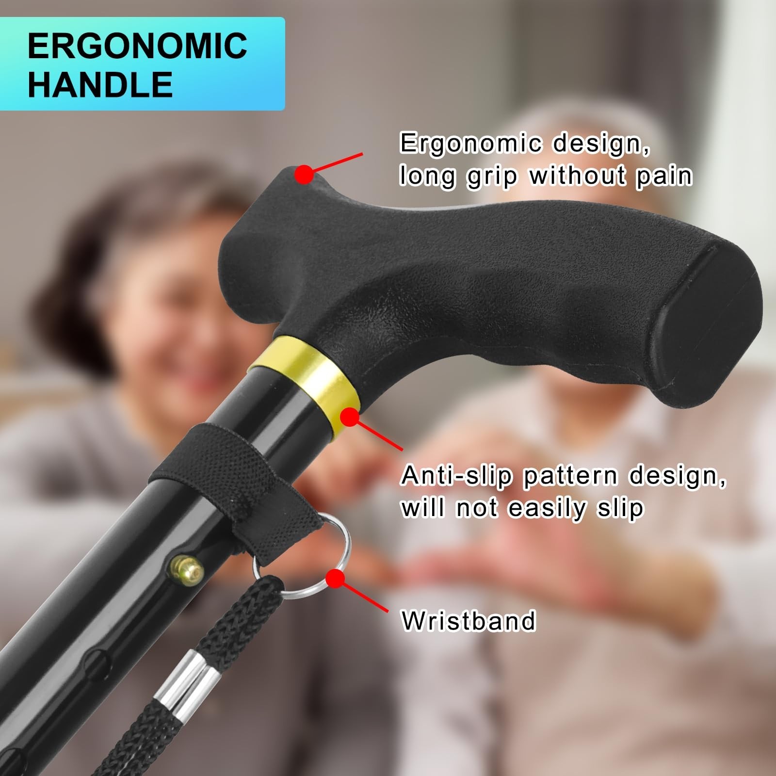 Folding Cane, Walking Poles with Adjustable Height, Canes for Men, Women and …
