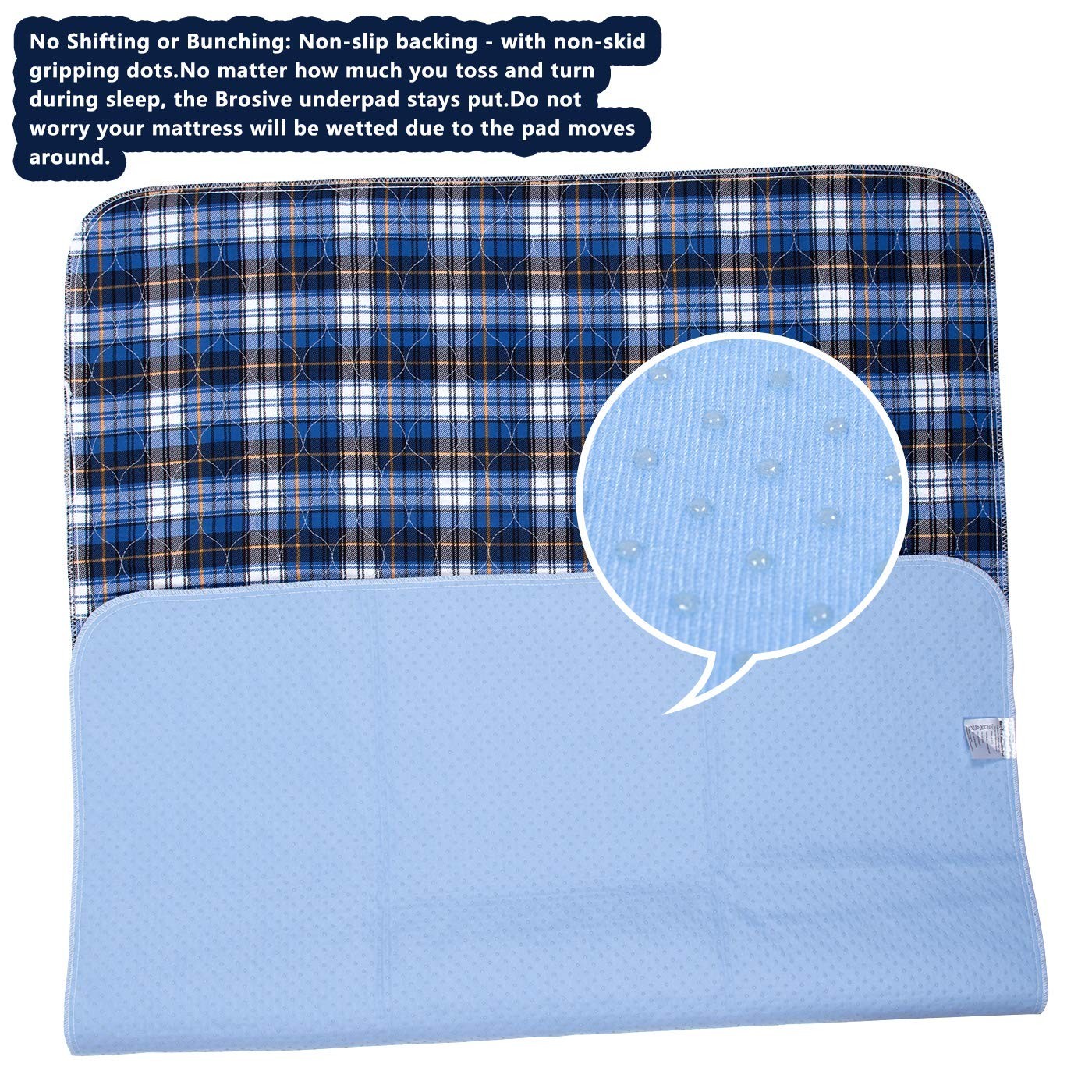 Washable Non-Slip Incontinence Bed Pads 36″x34″ – Waterproof, 2 Pack for Adults