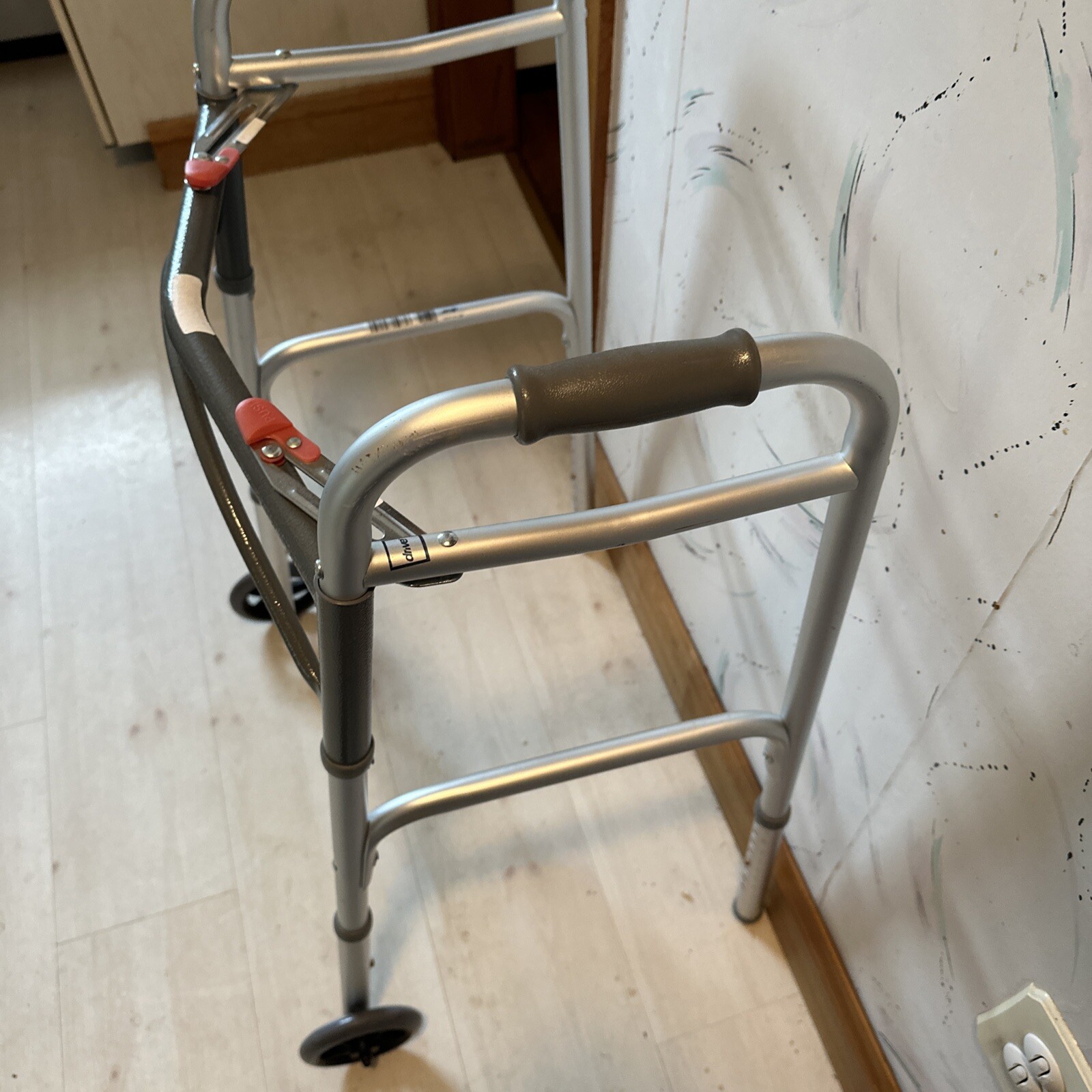 DRIVE 1 EA 10210-4ASM Deluxe Adult Folding Walker, Two Button with 5″ Wheels, lb