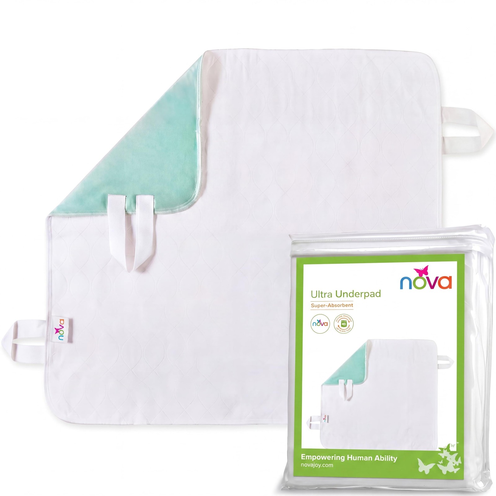 Waterproof Reusable Underpad 4 Strap Handles 100% Cotton Washable 32×36 Inch