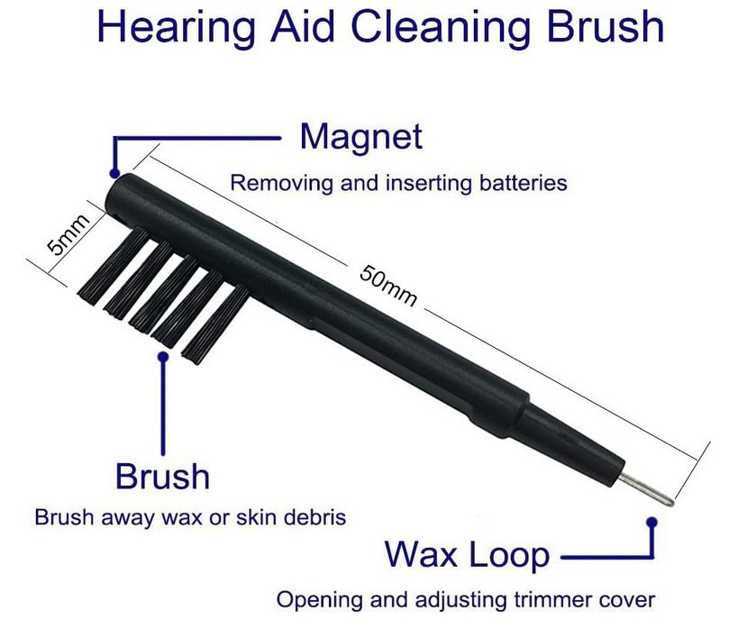 Hearing Amplifier Cleaning Brush with Wax Loop and Magnet Pack of 6