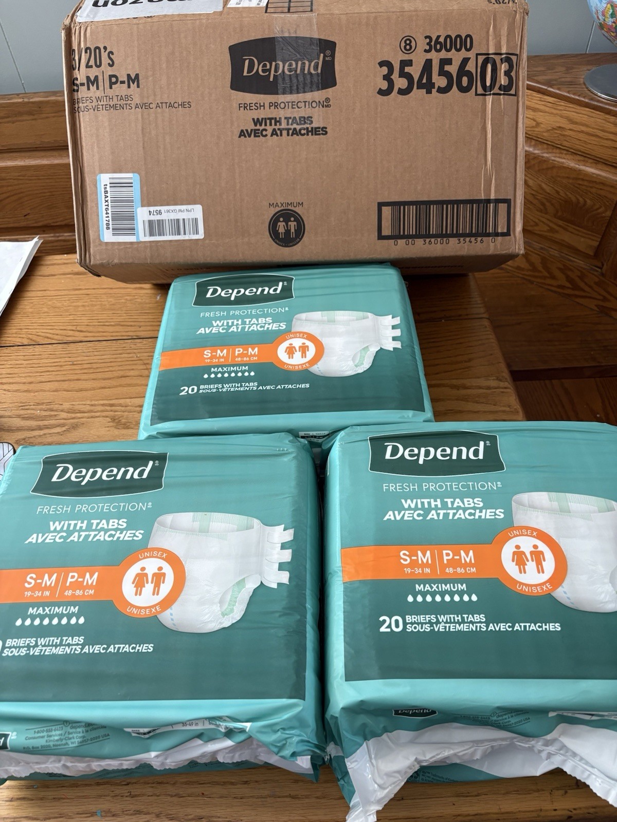 Depend Fresh Protection Unisex Briefs with Tabs 60 Count, Size Small-Medium