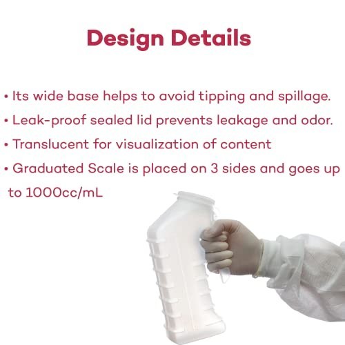 Portable Male Urinal with Cover – Odor Shielding, Spill-Proof, 1000cc Capacity,
