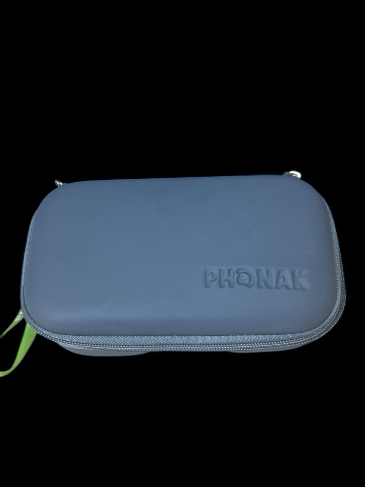 Phonak Hearing Aid Storage Gray/Green Hard Soft Travel Clamshell Zip Case Only