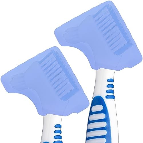 2pcs Soft Silicone Denture Brush Cover Fit Most Denture Toothbrushes | Blue