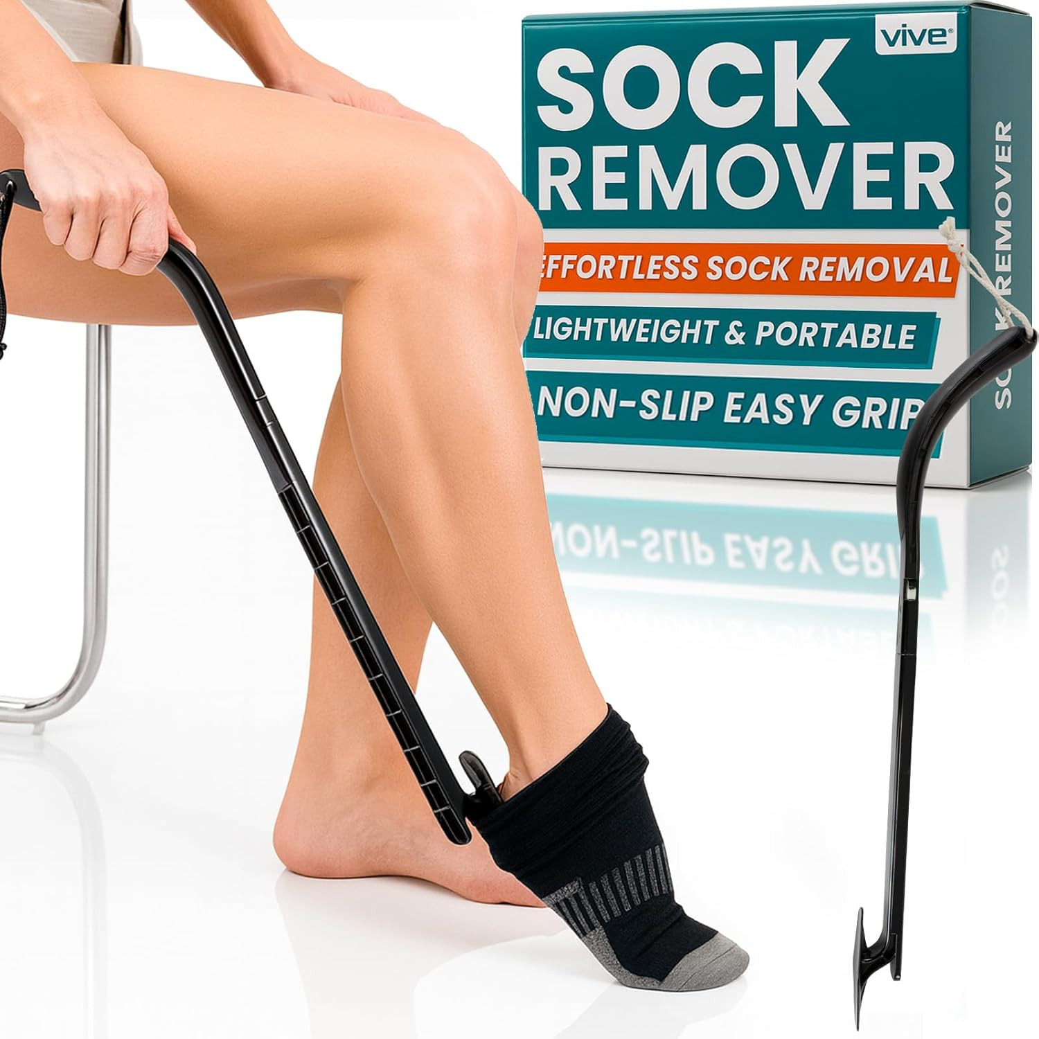 Sock Remover Device for Seniors – Sock Aid and Shoe Horn for Compression Socks,