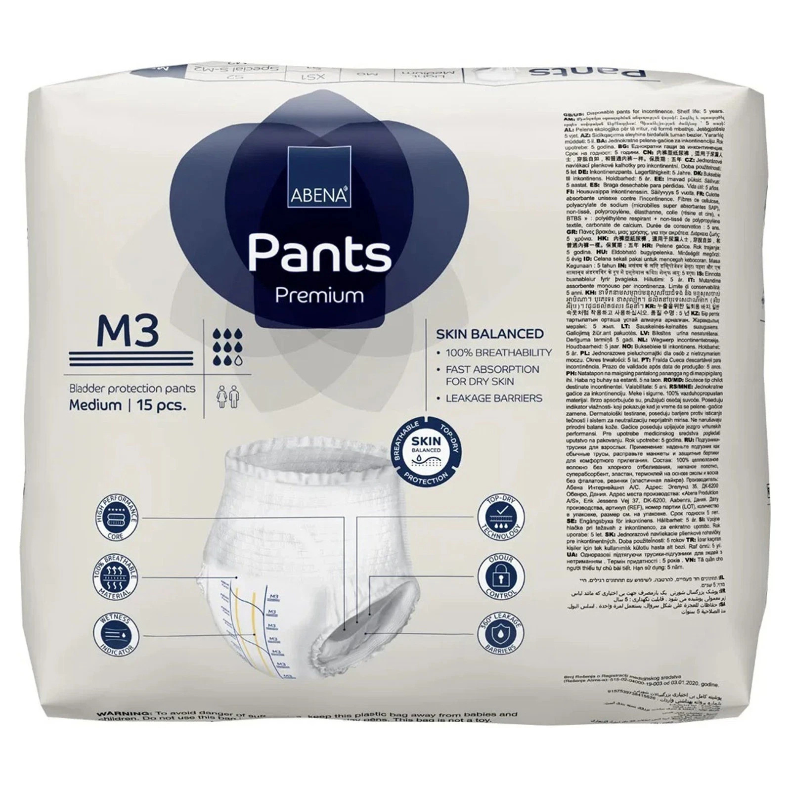 Lot of 2 Abena Pants Premium M3 Medium 15 Count (30 Total) Incontenence Pull-Ups