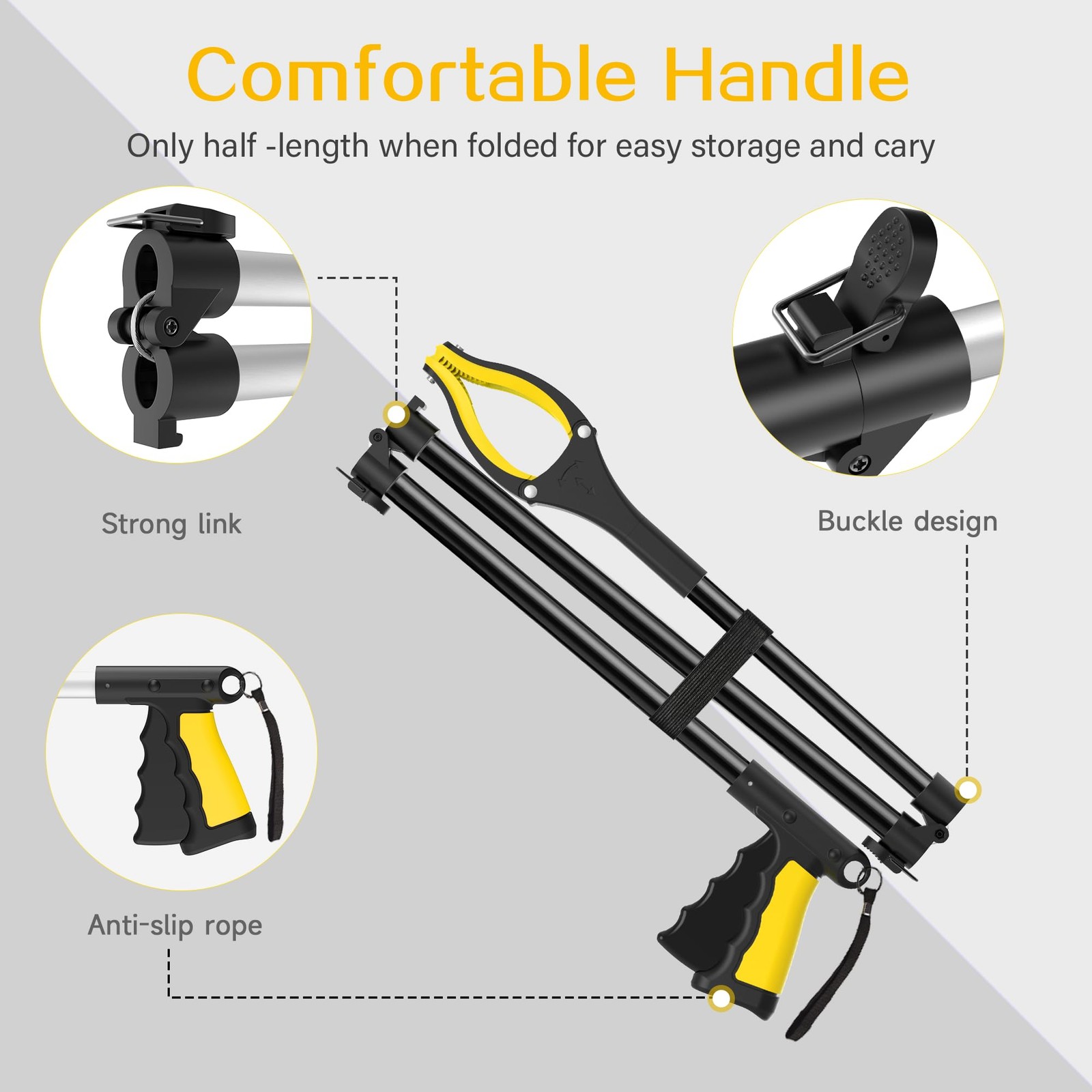 48 Inch Extra Long Grabber Reacher Tool，Foldable Pick Up Stick with Strong Gr…