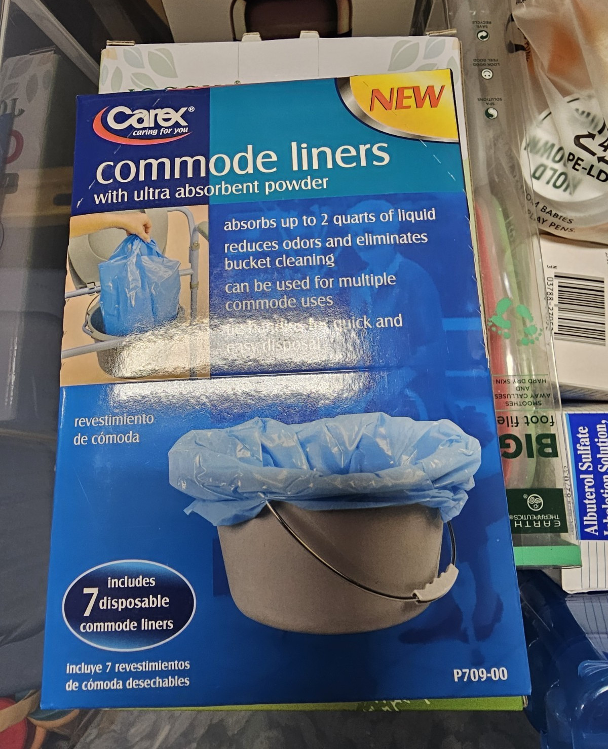 Carex Ultra Absorbency Disposable Commode Liners 7ct 2 qt Blue P709-00