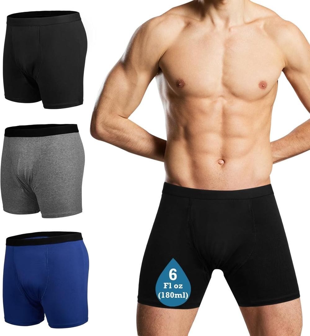 NEW Reusable Incontinence Underwear Men’s Washable Boxer Briefs Protech Dry XXL