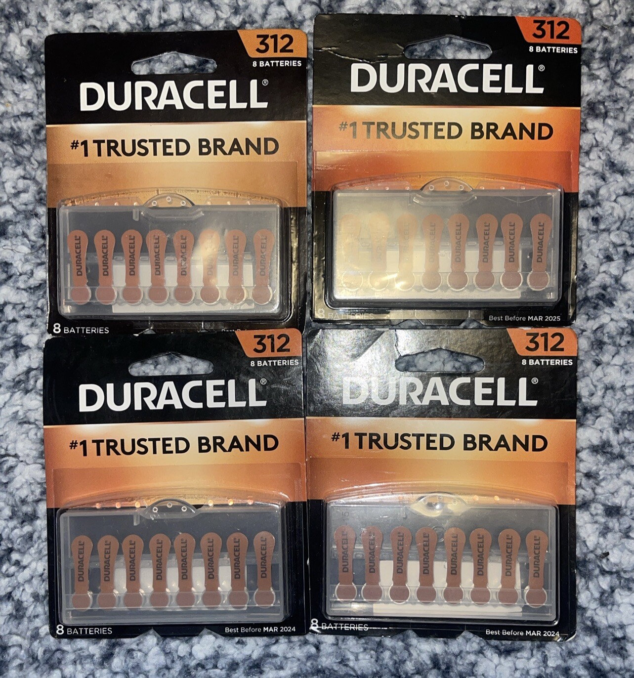 32 Duracell Hearing Aid Batteries 4Packs of 8 DA312B8 Size 312 Exp: 03/2023-2025
