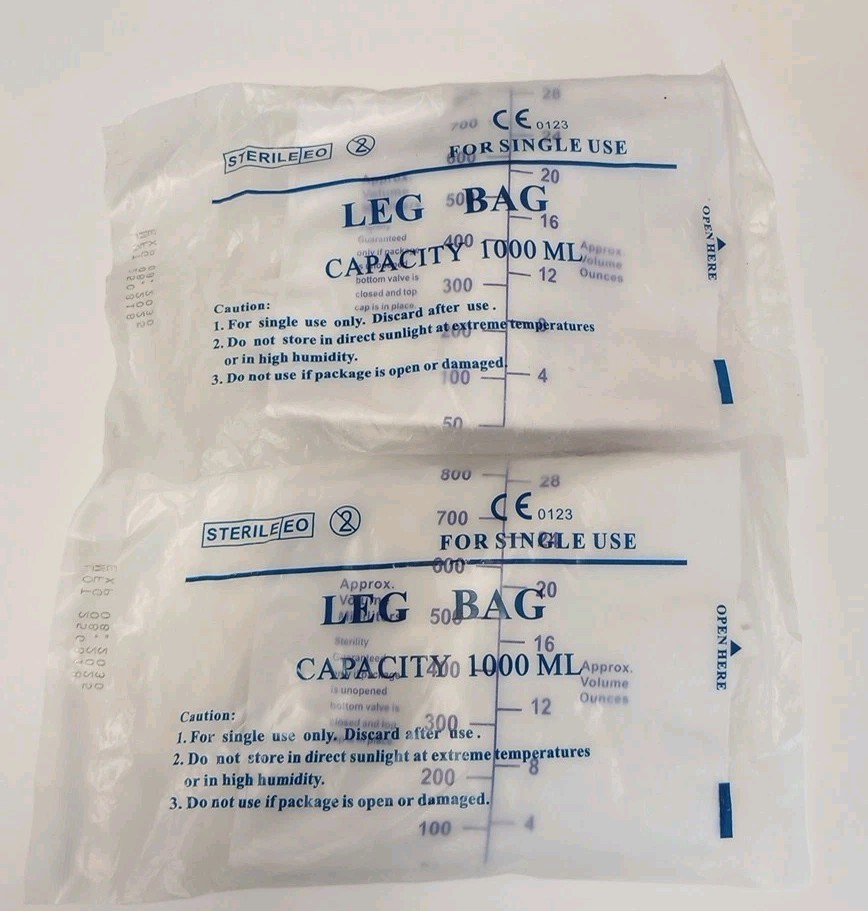 2 Pack 33.8oz/1000ml Leg Bag Urinary Drainage Bag Cloth Straps Leg Catheter