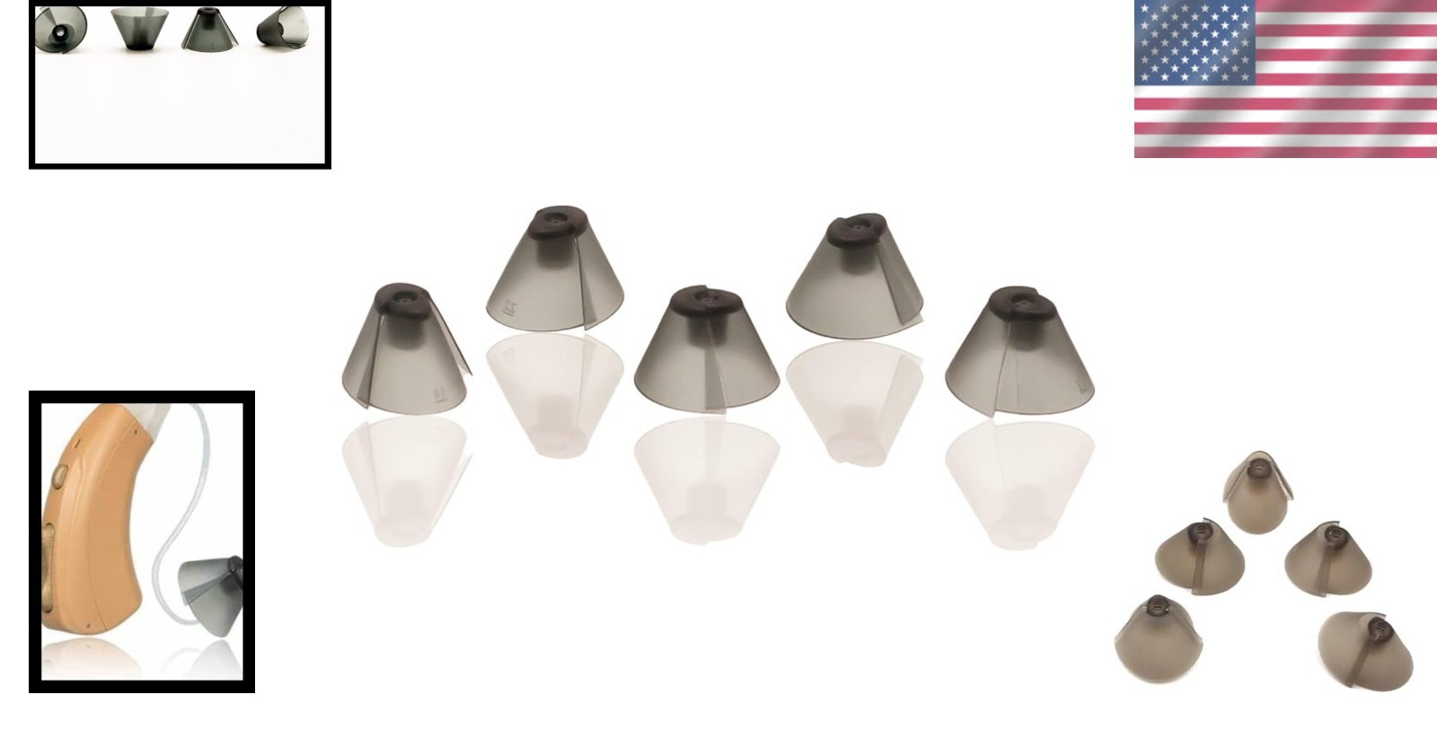 GN Resound Sure Fit Hearing Aid Standard Receiver Tulip Domes Dark Gray Split