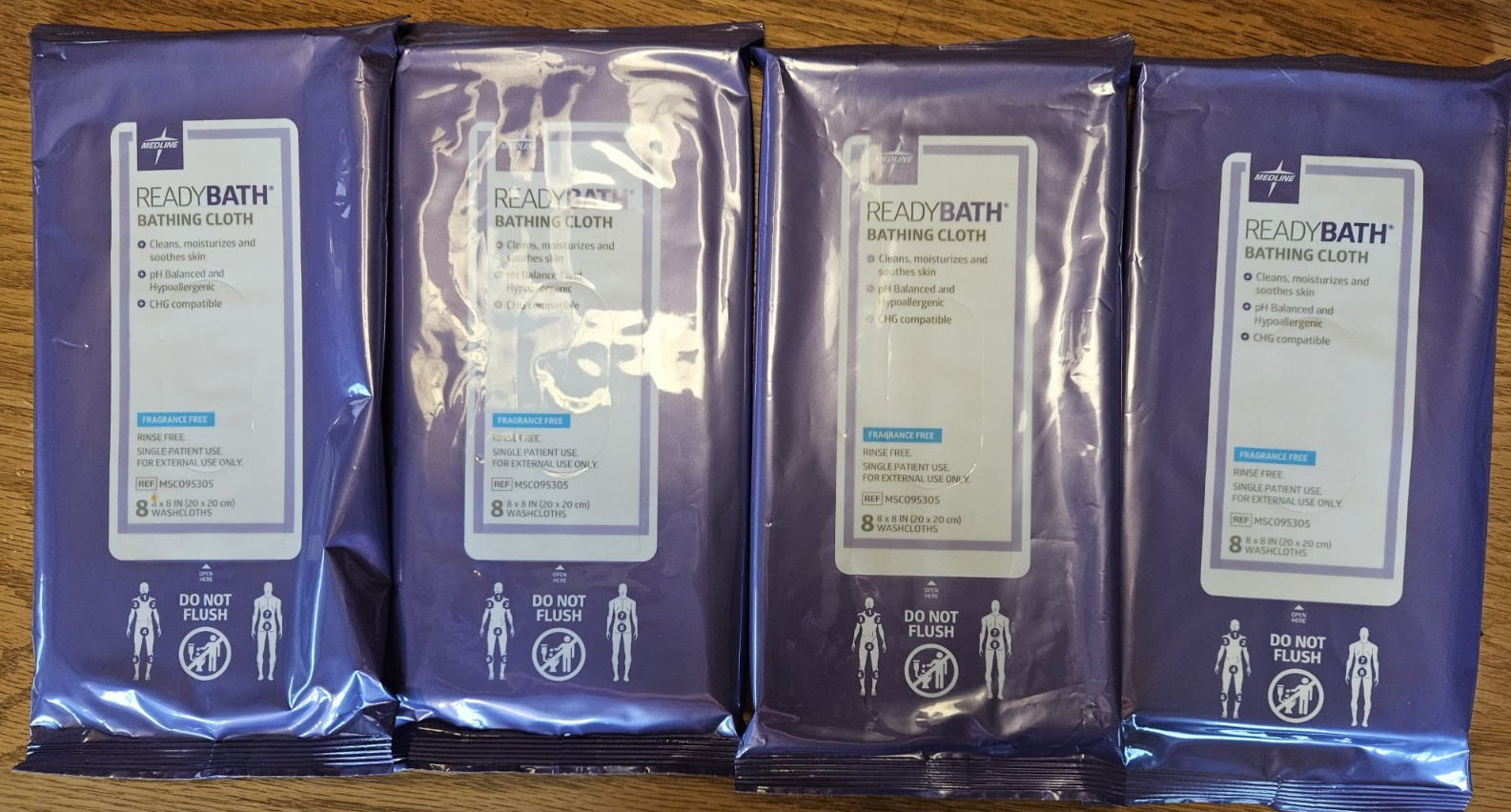 4 Pks. Medline ReadyBath Fresh Bathing Cloth 8 Cloths Each
