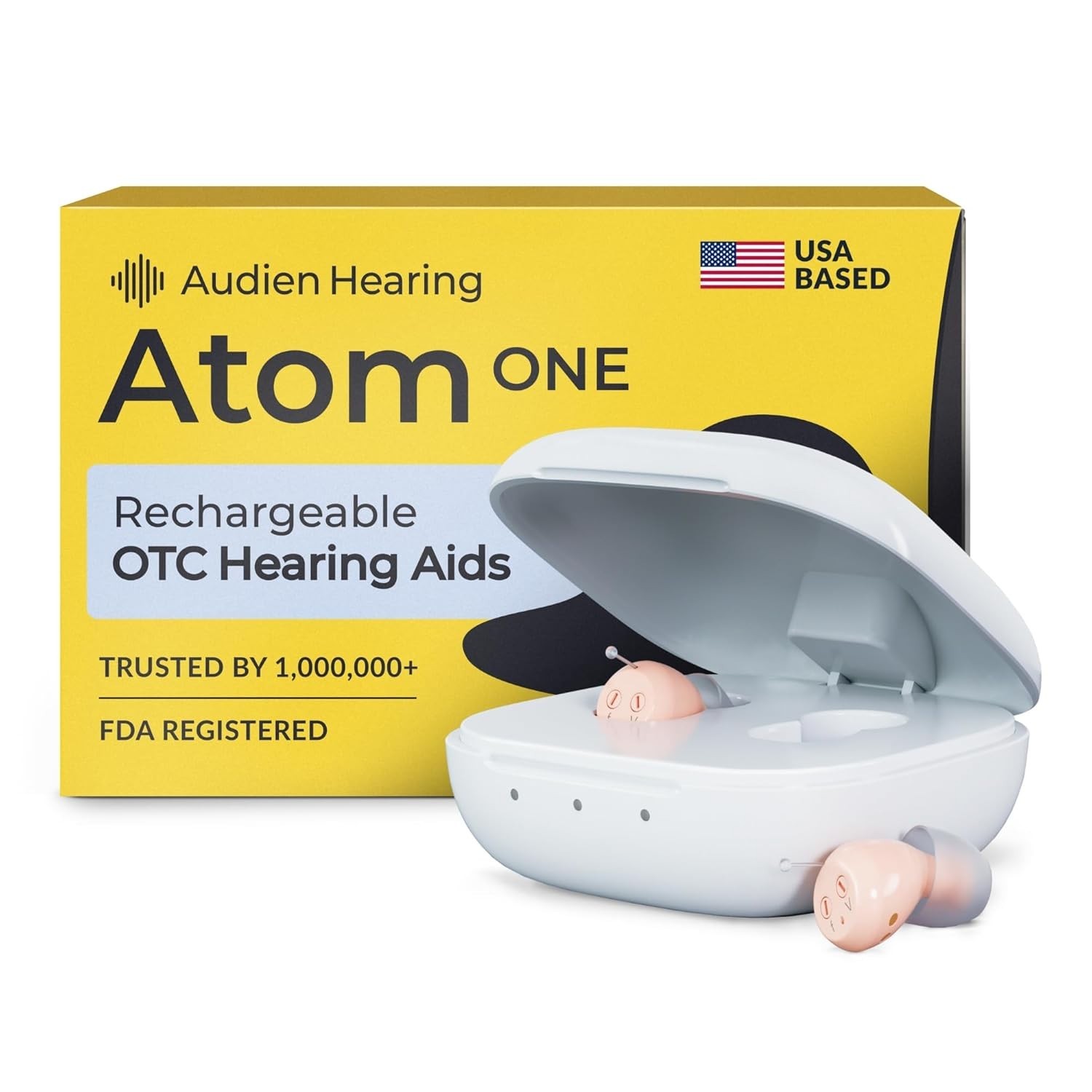 Audien Atom ONE Rechargeable OTC Hearing Aid ITE Discreet Certified Refurbished