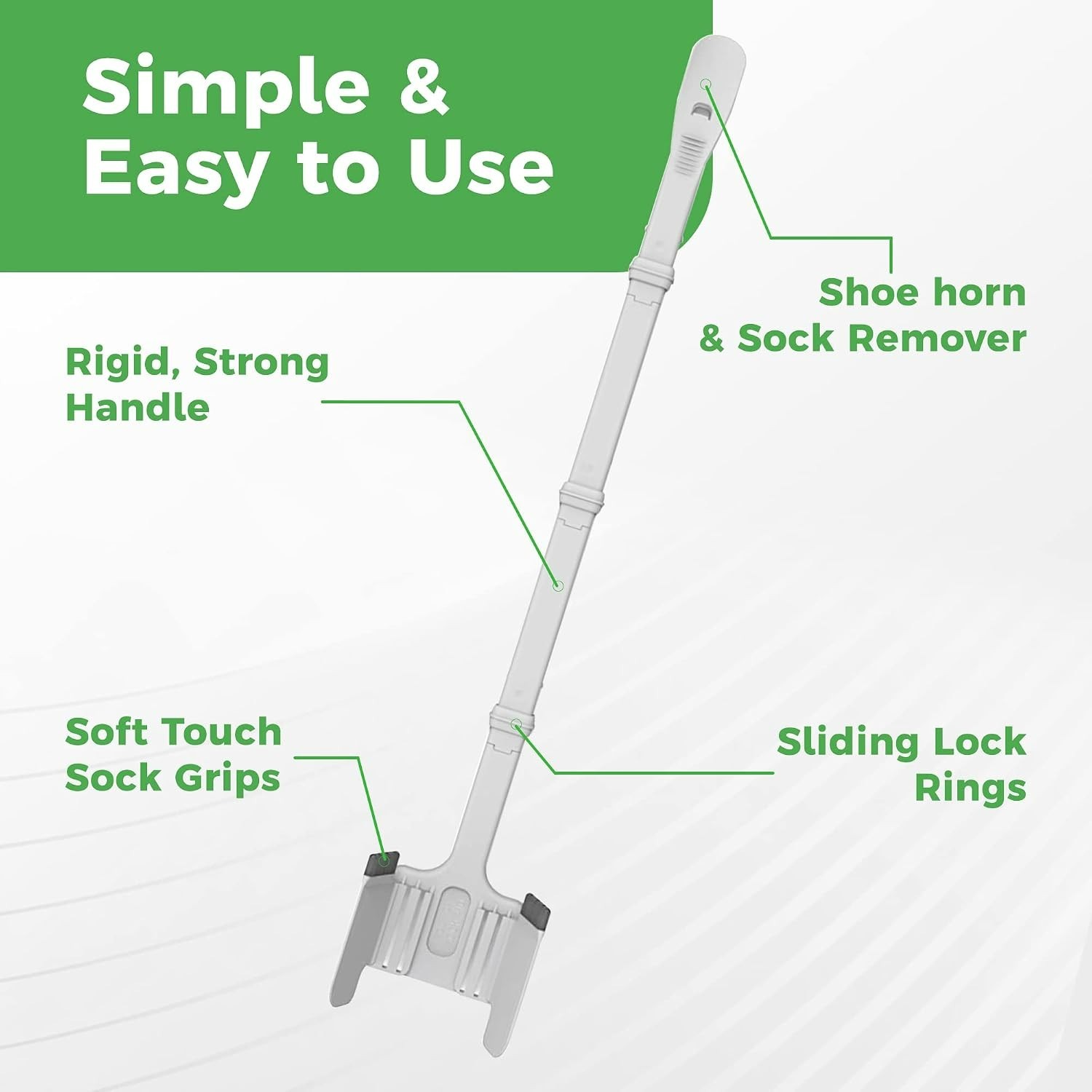 Ergonomic Sock Ox Aid with Long Handle Shoe Horn – For Seniors’ Independence