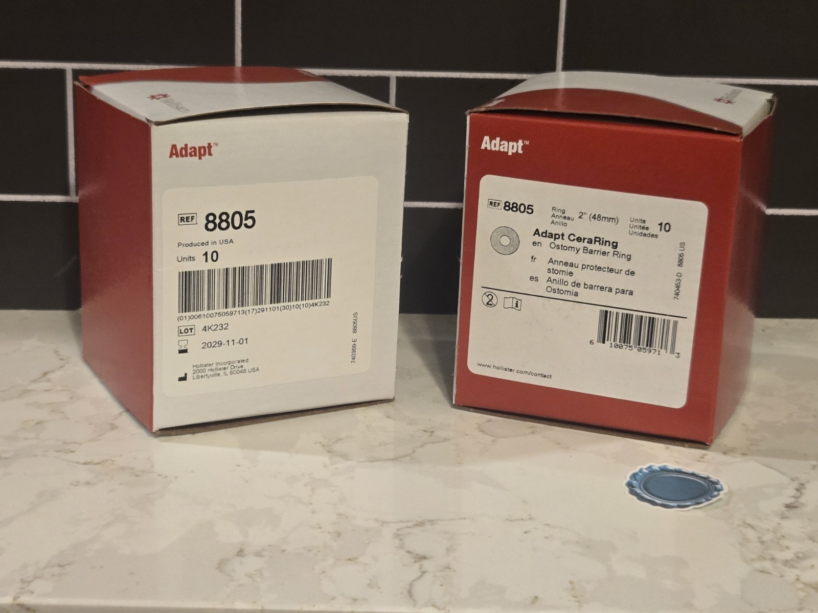 2 Boxes Hollister 8805 Adapt CeraRing Ostomy Barrier Rings 2″ Exp 2030