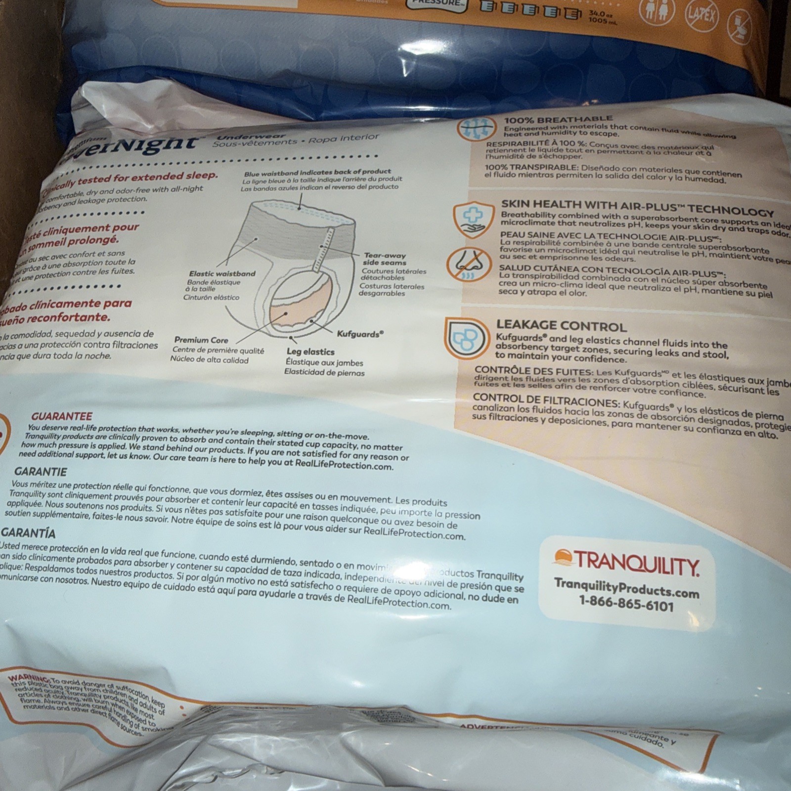 NIP LOT 2 Tranquility SZ Large Adult Diaper Overnight Disposable Briefs 16ea