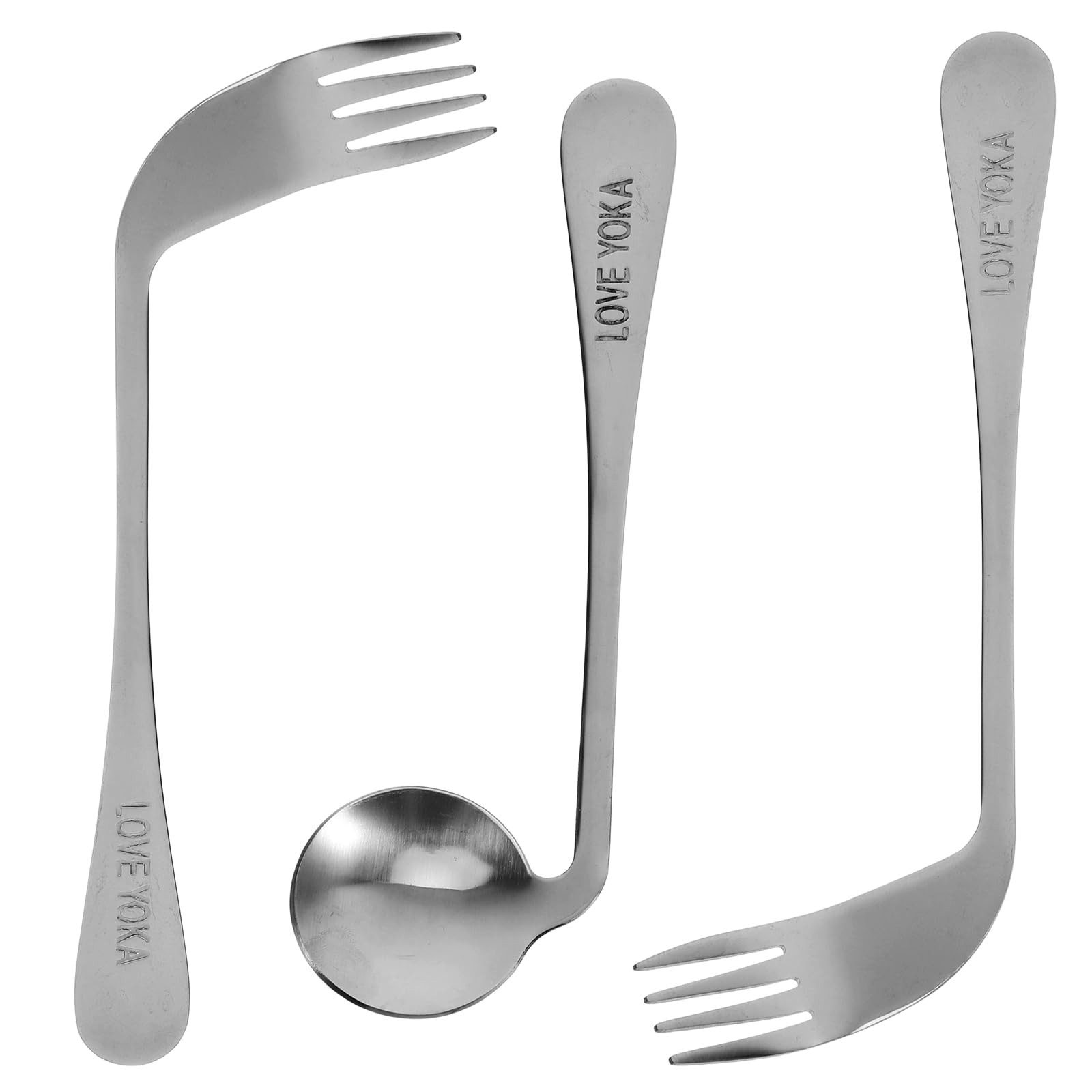 Left Handed Adaptive Utensils Set Stainless Steel Angled Fork and Spoon Easy