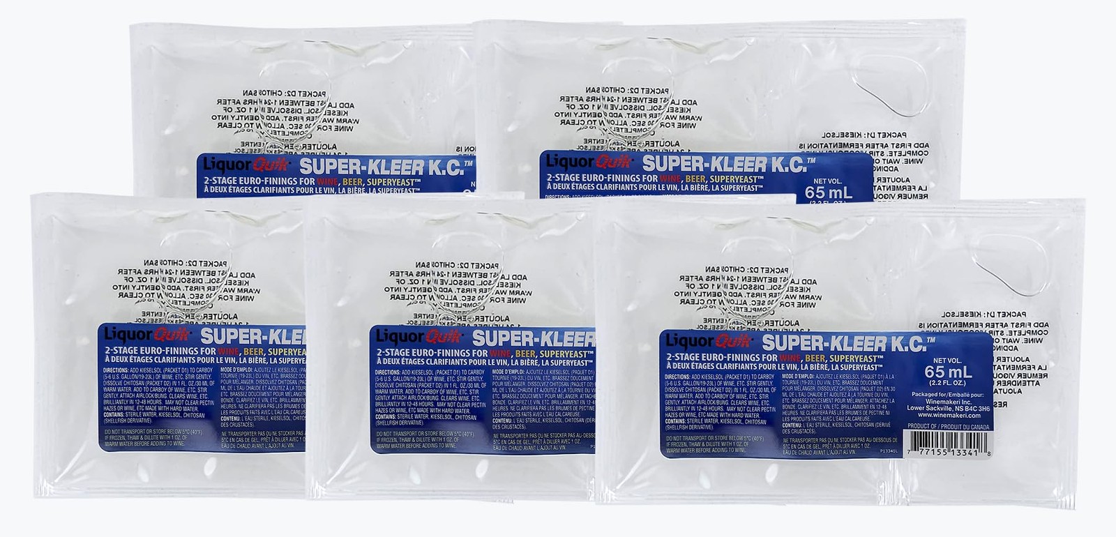 Liquor Quik Super-Kleer KC 2-Part Finings – Pack 2.2 Fl Oz (Pack of 5), Clear