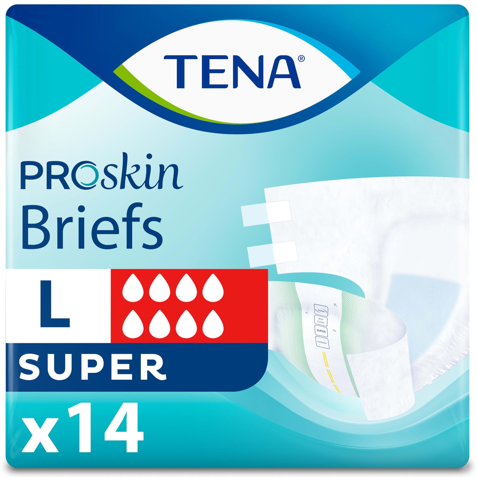 TENA Proskin Super Briefs Incontinence Unisex Large 14 ct